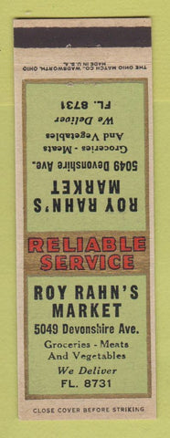 Matchbook Cover - Roy Rahn's Market Grocery Chicago IL