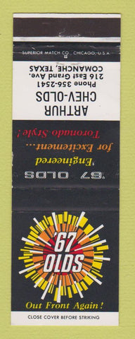 Matchbook Cover - 1967 Oldsmobile Arthur Chevrolet Comanche TX
