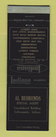 Matchbook Cover - Indiana Insurance Al Behrends Indianapolis IN WEAR