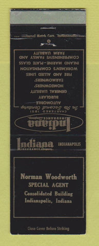 Matchbook Cover - Indiana Insurance Norman Woodworth Indianapolis IN WEAR