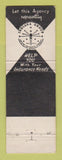 Matchbook Cover - Indiana Insurance Norman Woodworth Indianapolis IN WEAR