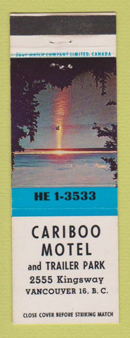 Matchbook Cover - Cariboo Motel Trailer Park Vancouver BC