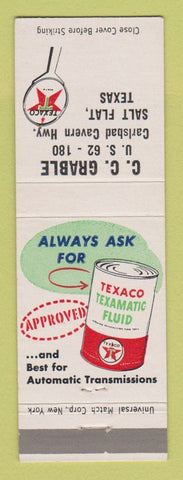 Matchbook Cover - Texaco oil gas CC Crable Salt Flat TX