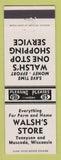 Matchbook Cover - Walsh's Store Muscoda WI