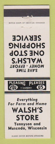 Matchbook Cover - Walsh's Store Muscoda WI