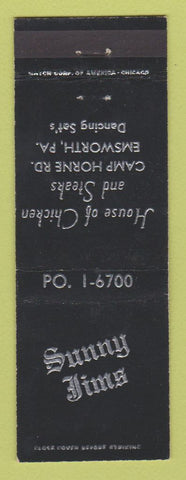 Matchbook Cover - Sunny Jims Restaurant Emsworth PA