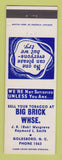 Matchbook Cover - Big Brick Warehouse Tobacco Buyers Goldsboro NC