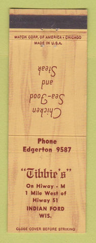 Matchbook Cover - Tibbie's Restaurant Indian Ford WI