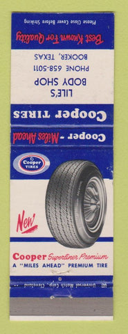 Matchbook Cover - Cooper Tires Lile's Body Shop Booker TX