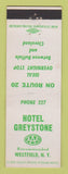 Matchbook Cover - Hotel Greystone Westfield NY