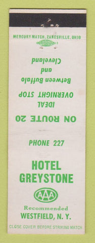 Matchbook Cover - Hotel Greystone Westfield NY