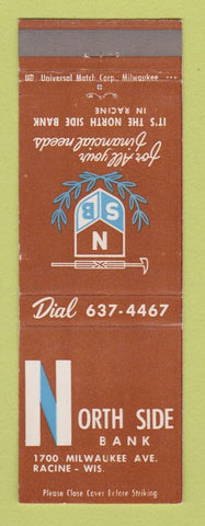 Matchbook Cover - North Side Bank Racine WI