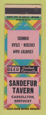 Matchbook Cover - Sandefur Tavern Carrollton KY