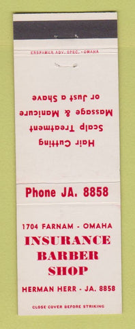 Matchbook Cover - Insurance Barber Shop Omaha NE