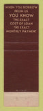 Matchbook Cover - Ohio Finance Loans Milwaukee WI
