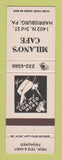 Matchbook Cover - Milano's Cafe Harrisburg PA girlie