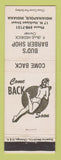 Matchbook Cover - Bud's Barber Shop Indianapolis IN girlie