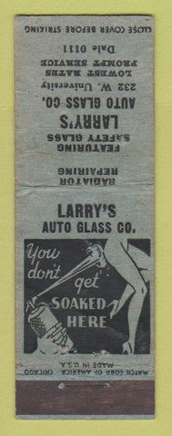 Matchbook Cover - Larry's Auto glass girlie WORN
