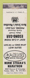 Matchbook Cover - U Haul Trailer Rentals Straka Marathon oil gas Toledo ON WORN