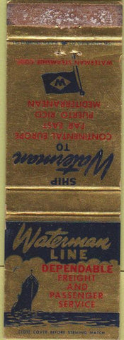 Matchbook Cover - Waterman Ships Freight Passenger WORN