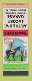 Matchbook Cover - Arthur Jacoby Garage Boiling Springs PA hillbilly