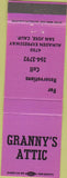 Matchbook Cover - Granny's Attic San Jose CA purple