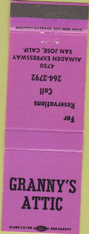 Matchbook Cover - Granny's Attic San Jose CA purple