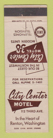 Matchbook Cover - City Center Motel Renton WA