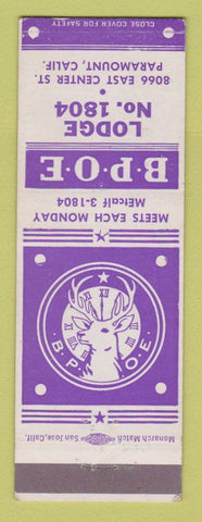 Matchbook Cover - Elks Lodge Paramount CA