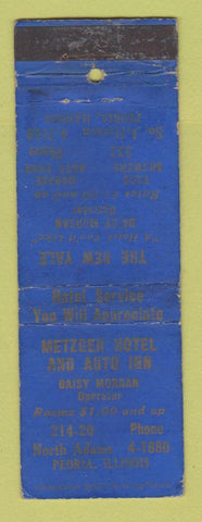 Matchbook Cover - Metzger Hotel Auto Inn Peoria IL WORN