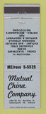 Matchbook Cover - Mutual China Company Indianapolis IN