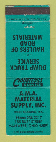 Matchbook Cover - AMA Material Supply Van Wert OH