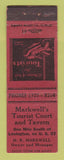 Matchbook Cover - Markwell's Tourist Court Tavern Lexington WEAR