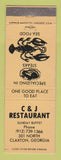 Matchbook Cover - C&J Restaurant Claxton GA