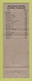 Matchbook Cover - Lapine Highway Center Lapine OR WEAR