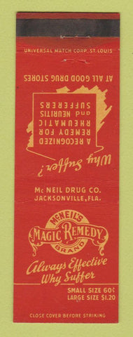Matchbook Cover - McNeil's Magic Remedy Jacksonville FL WEAR