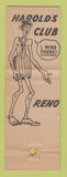 Matchbook Cover - Harolds Club Casino Reno NV Full Length