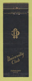 Matchbook Cover - University Club Cleveland OH