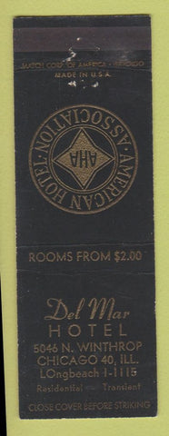 Matchbook Cover - Del Mar Hotel Chicago IL