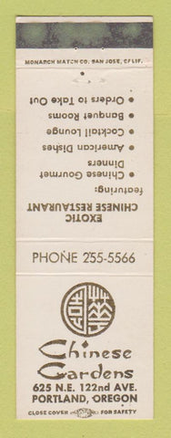 Matchbook Cover - Chinese Gardens Restaurant Portland OR