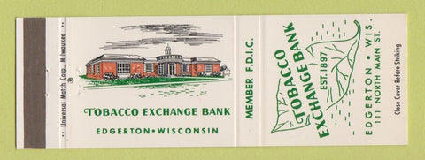 Matchbook Cover - Tobacco Exchange Bank Edgerton WI