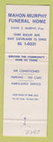 Matchbook Cover - Mahon Murphy Funeral Home East Cleveland OH