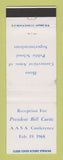 Matchbook Cover - President Bill Curtis ASA Conf. 1968 CT Superintendents WEAR