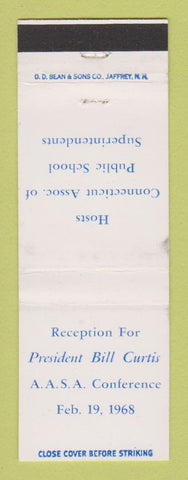 Matchbook Cover - President Bill Curtis ASA Conf. 1968 CT Superintendents WEAR