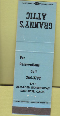 Matchbook Cover - Granny's Attic San Jose CA Baby Blue