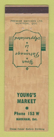 Matchbook Cover - Young's Market Markham ON