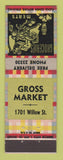 Matchbook Cover - Gross Market Grocery McKeesport PA
