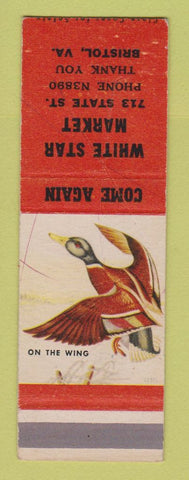 Matchbook Cover - White Star Market Bristol VA SAMPLE WORN WRITING