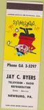 Matchbook Cover - Jay Byers TV Radio  Newburg PA golf