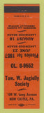 Matchbook Cover - Tow Jagielly Society New Castle PA